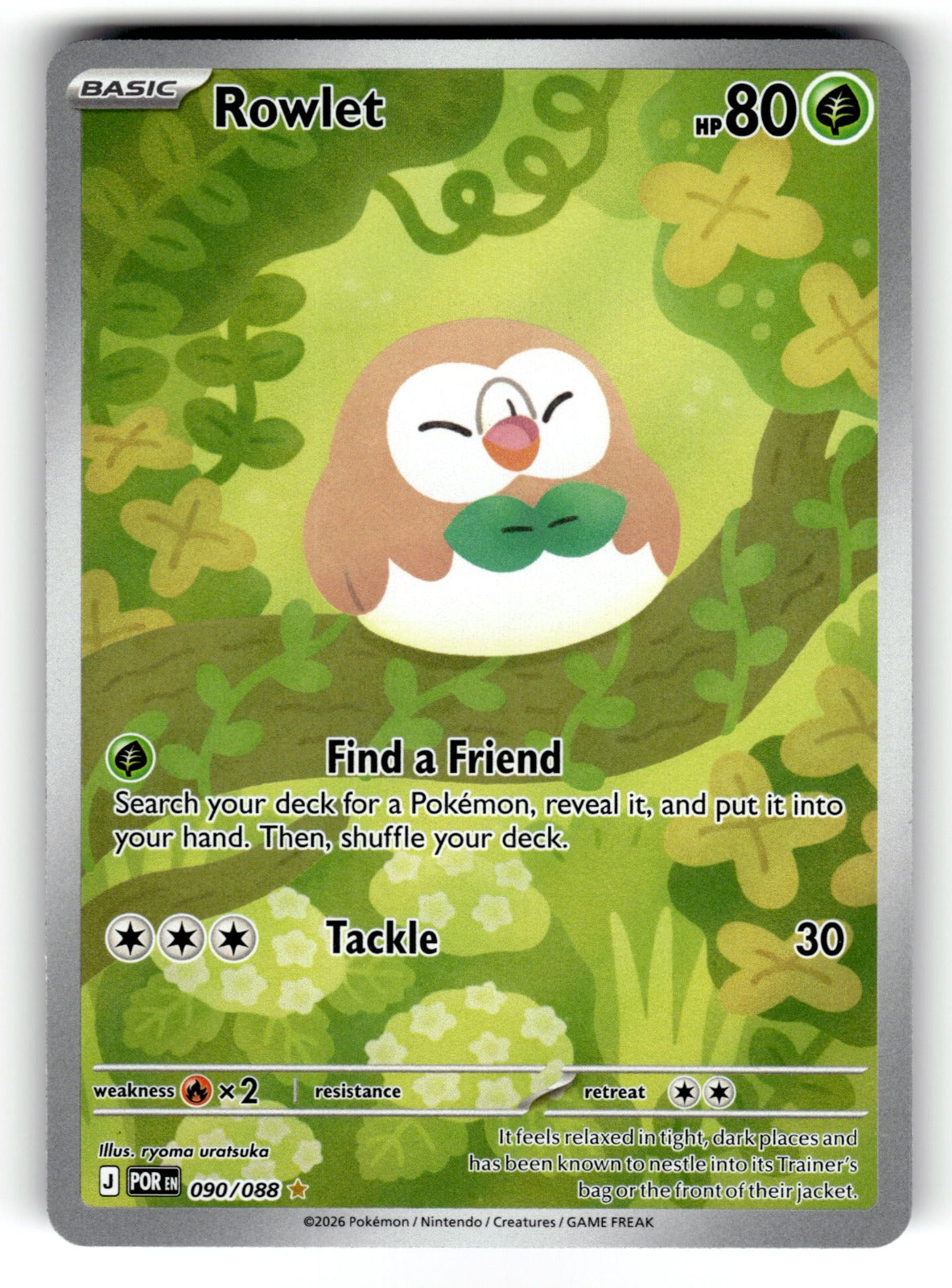 Rowlet – 090/088 POR: ME03: Perfect Order Illustration Rare Holo NM