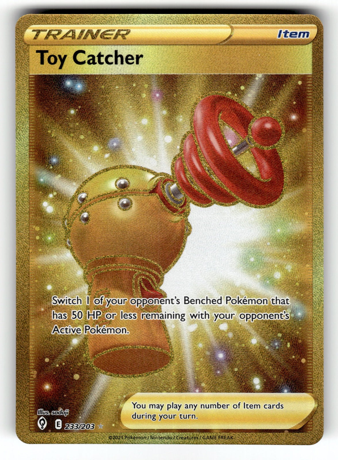 Toy Catcher (Secret) – 233/203 SWSH07: SWSH07: Evolving Skies Secret Rare Holo NM