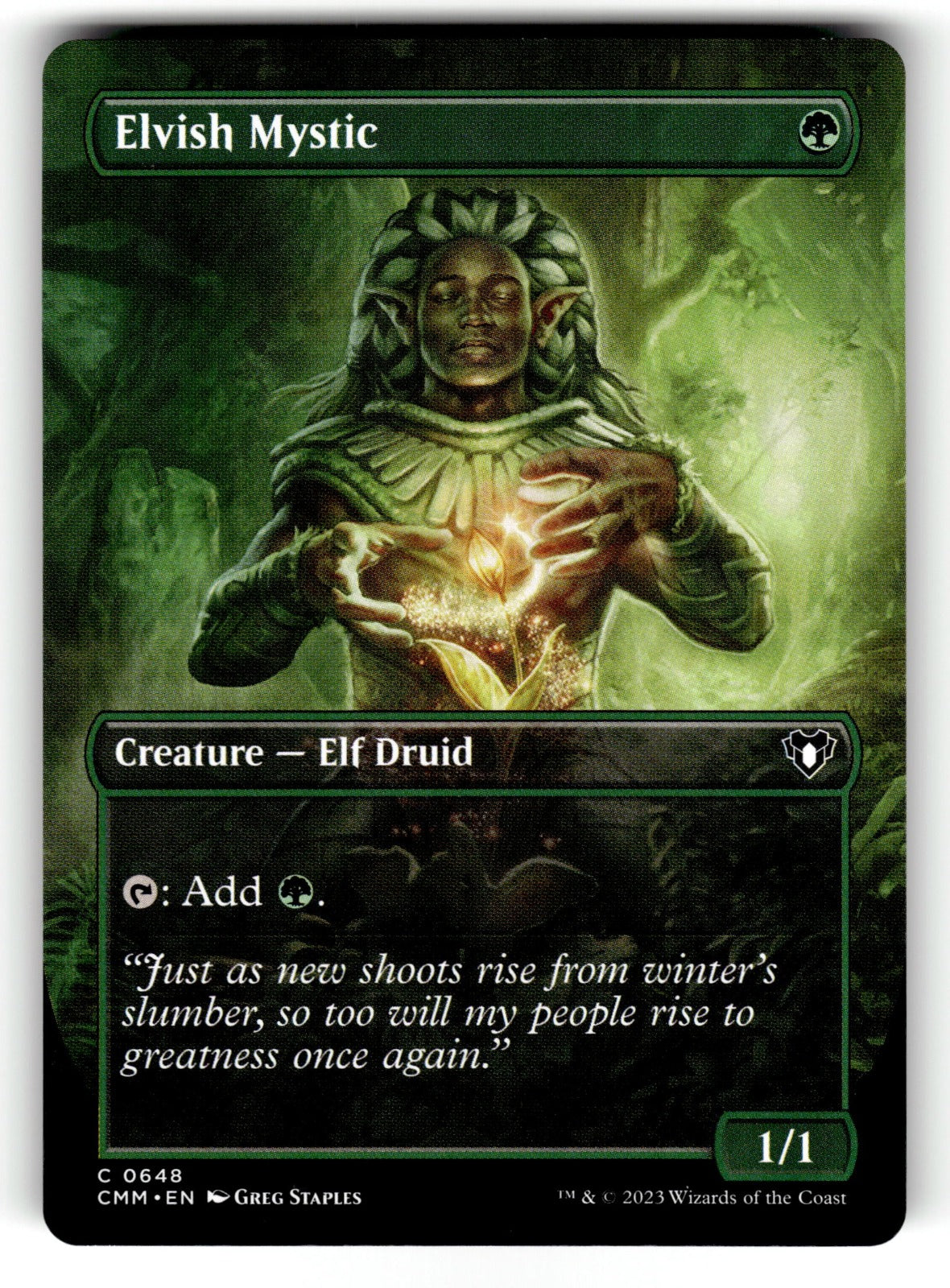 Elvish Mystic (Borderless) – 648 CMM: Commander Masters C NM