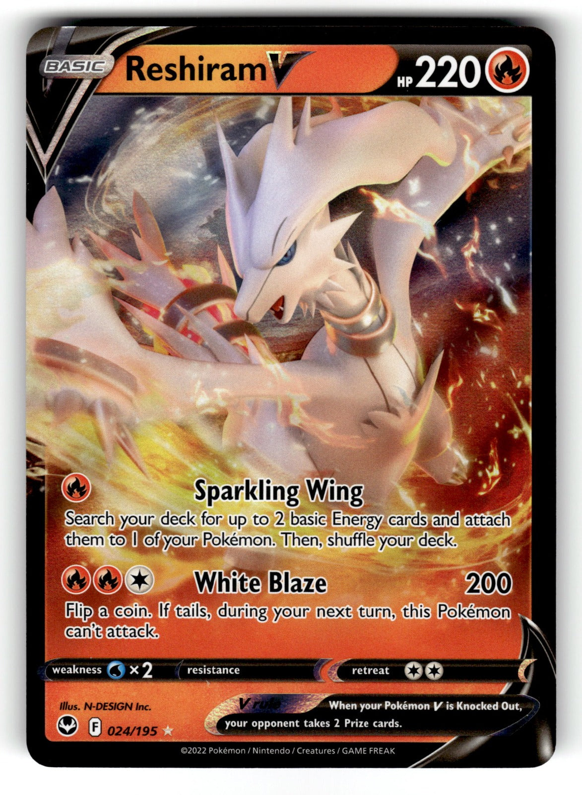 Reshiram V – 024/195 SWSH12: SWSH12: Silver Tempest Ultra Rare Holo NM