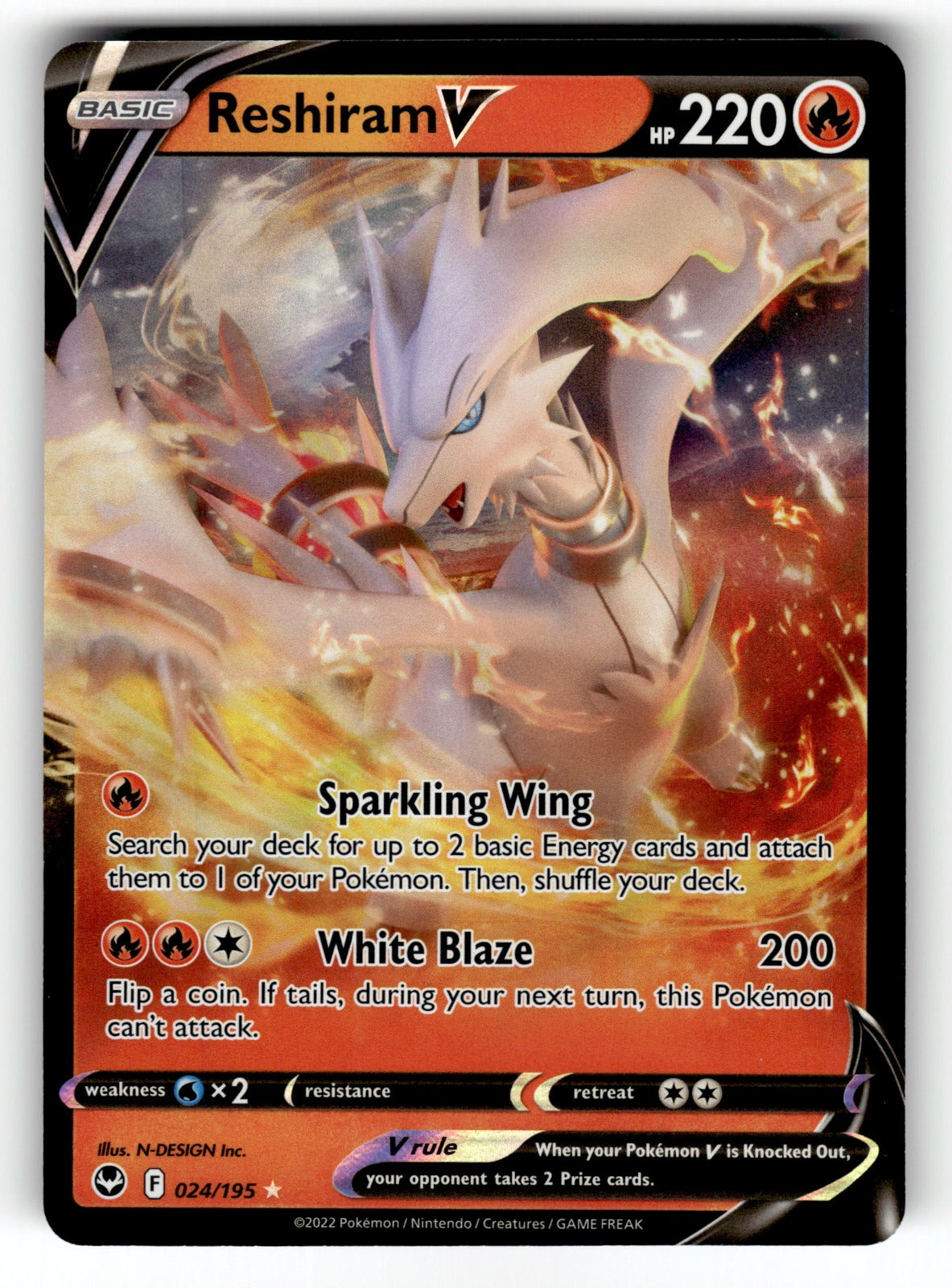 Reshiram V – 024/195 SWSH12: SWSH12: Silver Tempest Ultra Rare Holo NM
