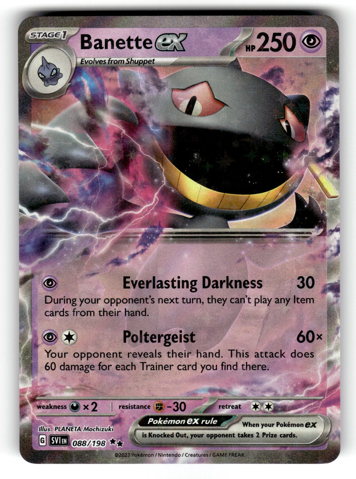 Banette ex - – 088/198 SVI: SV01: Scarlet & Violet Base Set Double Rare Holo NM
