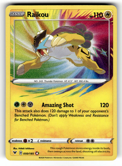 Raikou - 050/185 SWSH04: SWSH04: Vivid Voltage Amazing Rare Holo NM