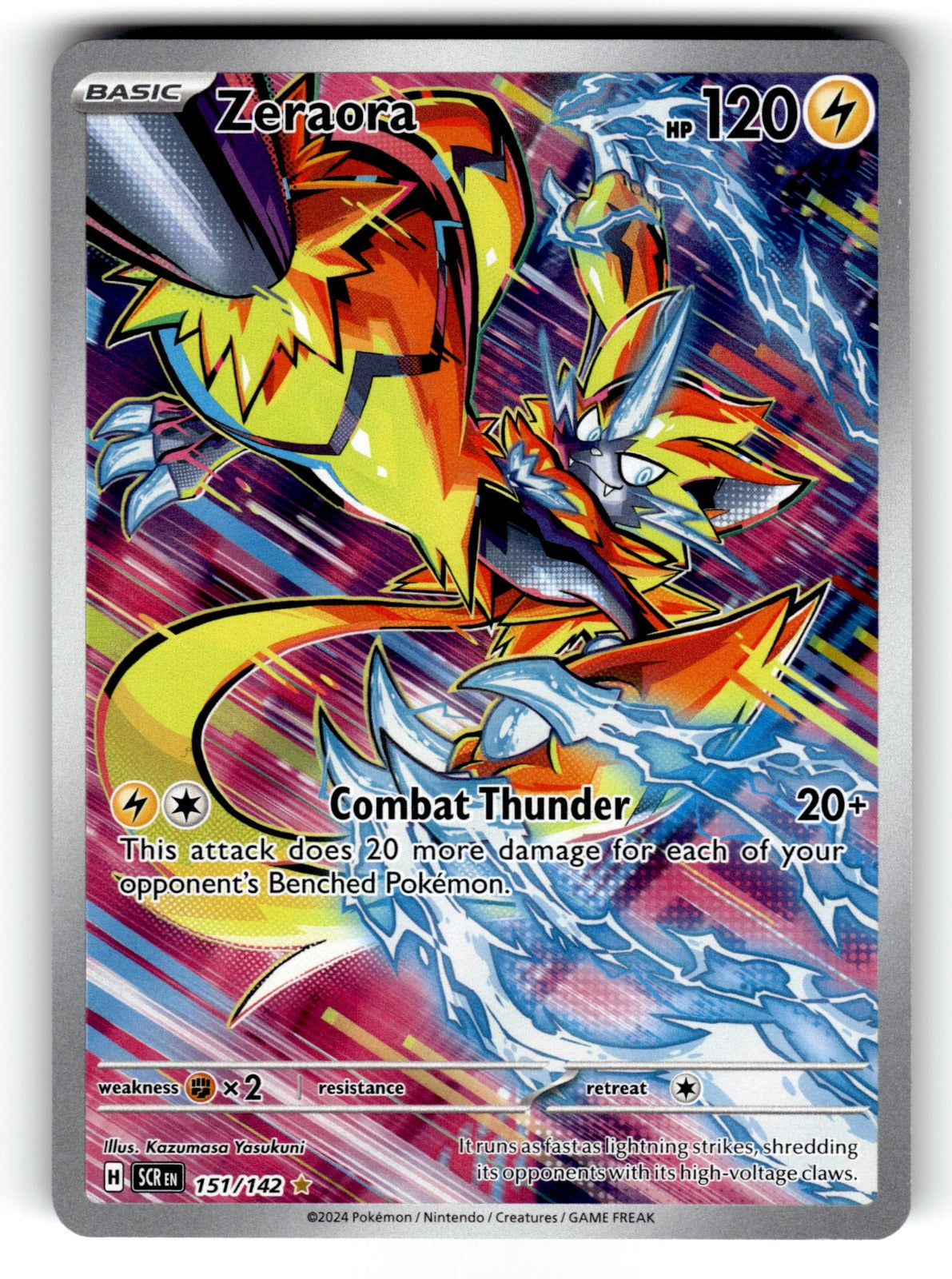 Zeraora – 151/142 SCR: SV07: Stellar Crown Illustration Rare HoloNM