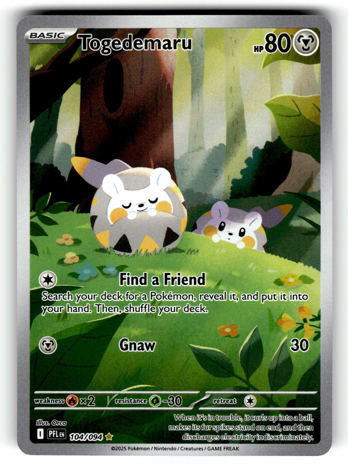 Togedemaru – 104/094 PFL: ME02: Phantasmal Flames Illustration Rare Holo NM
