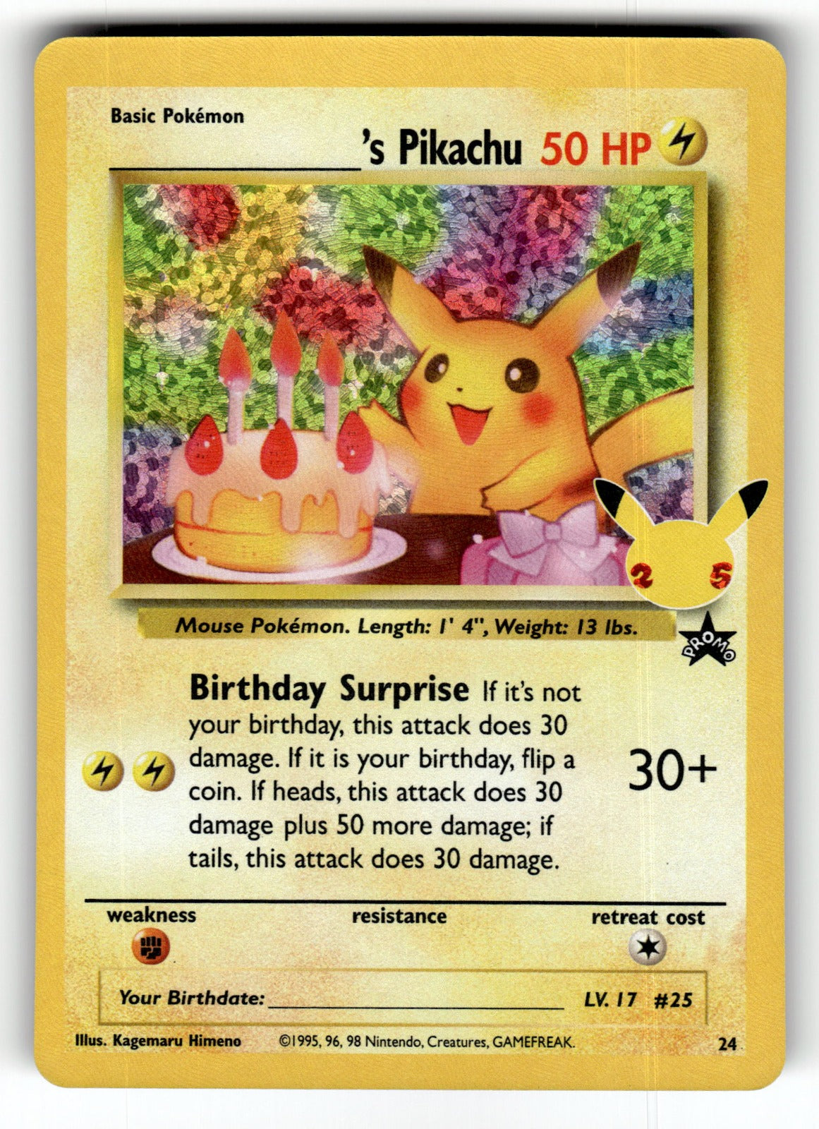 ______'s Pikachu – 24/53 CCC: Celebrations: Classic Collection Classic Collection Holo NM
