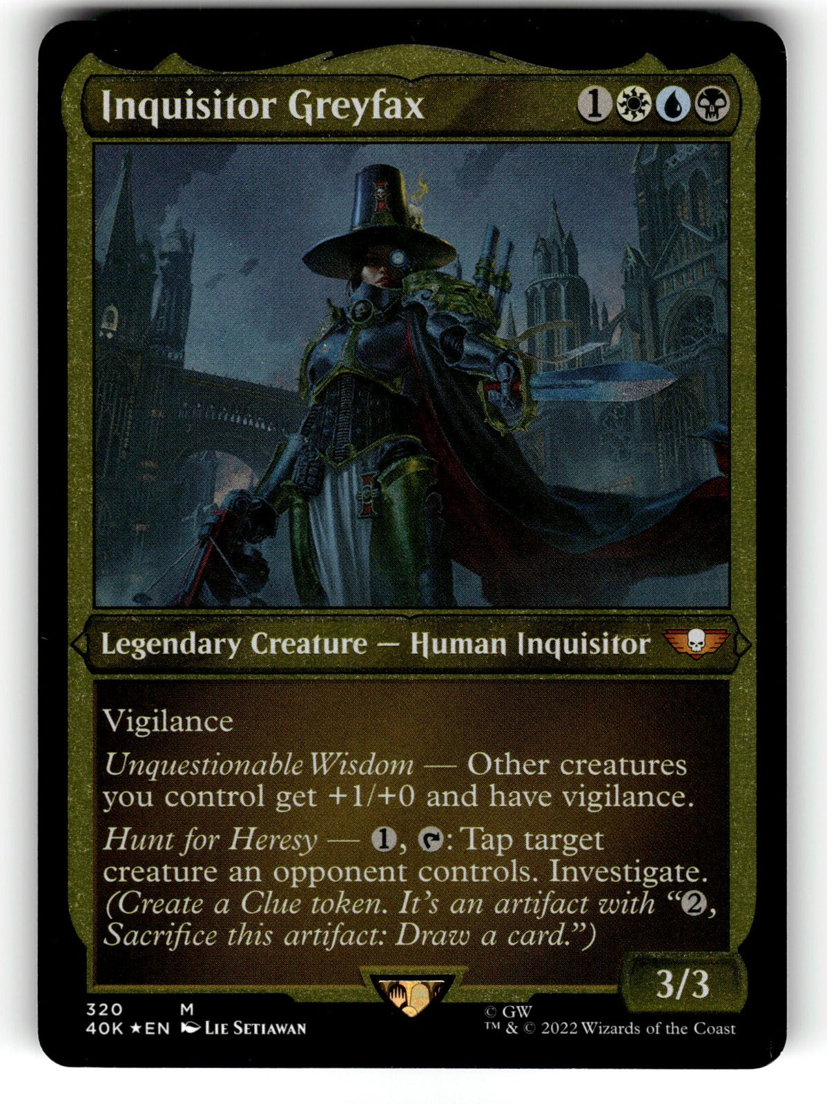 Inquisitor Greyfax (Display Commander) (Foil Etched) - Thick Stock – 320 40K: Universes Beyond: Warhammer 40,000 M Foil NM
