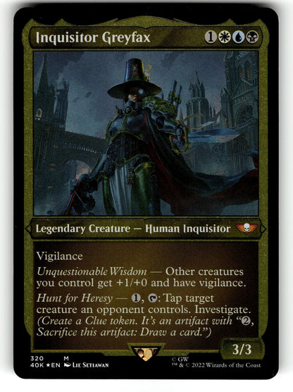 Inquisitor Greyfax (Display Commander) (Foil Etched) - Thick Stock – 320 40K: Universes Beyond: Warhammer 40,000 M Foil NM