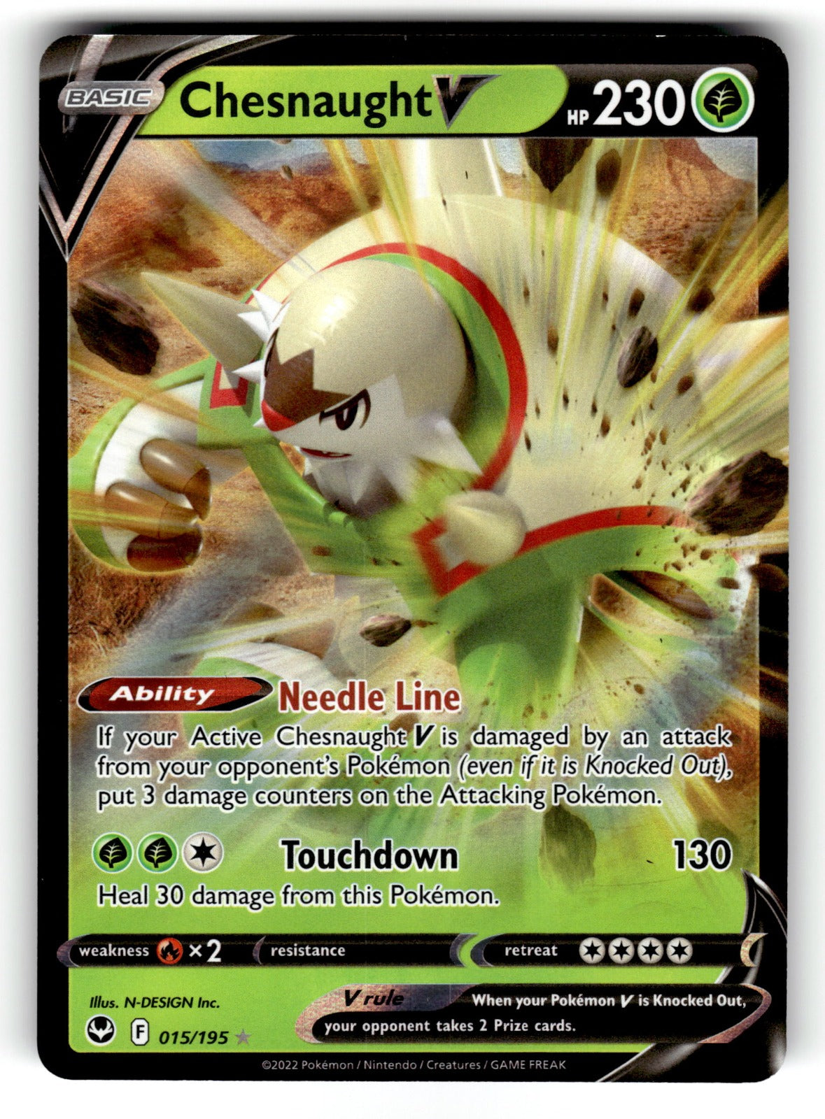 Chesnaught V – 015/195 SWSH12: SWSH12: Silver Tempest Ultra Rare Holo NM