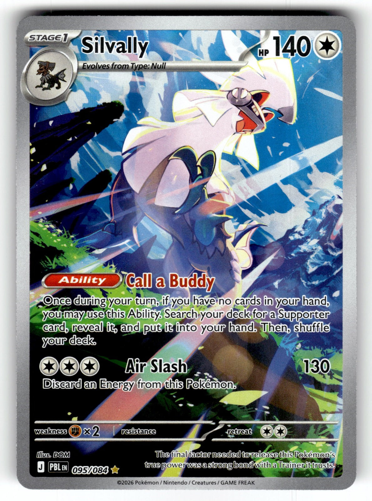 Silvally – 095/084 PBL: ME05: Pitch Black Illustration Rare Holo NM