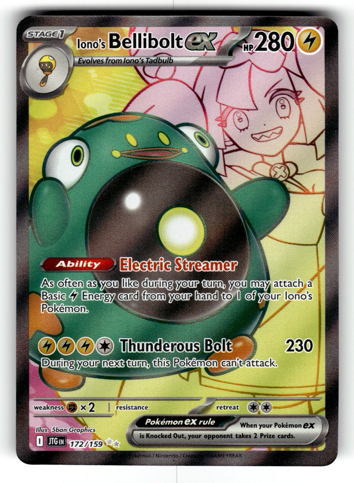 Iono's Bellibolt ex – 172/159 JTG: SV09: Journey Together Ultra Rare Holo NM