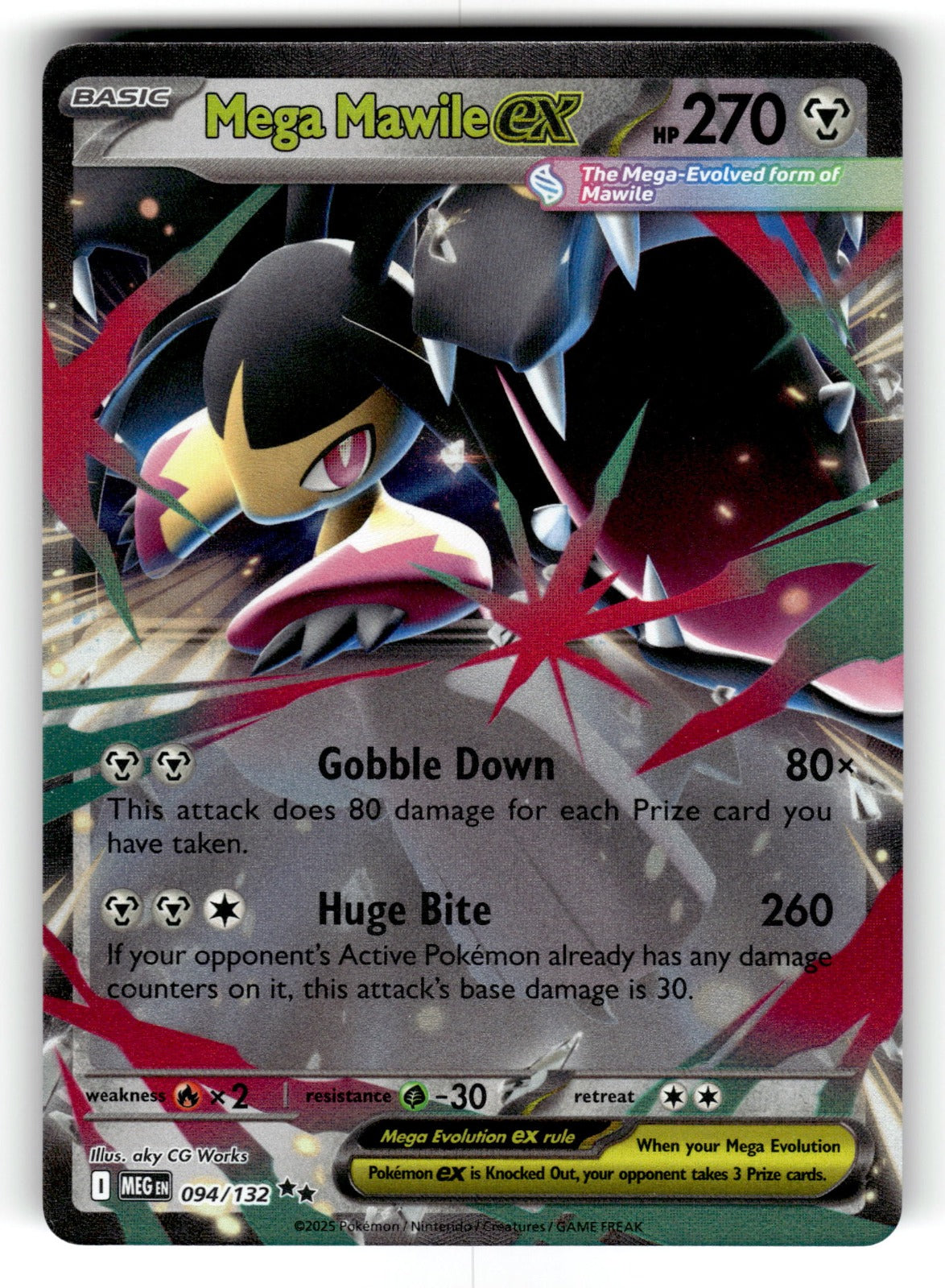 Mega Mawile ex – 094/132 MEG: ME01: Mega Evolution Double Rare Holo NM