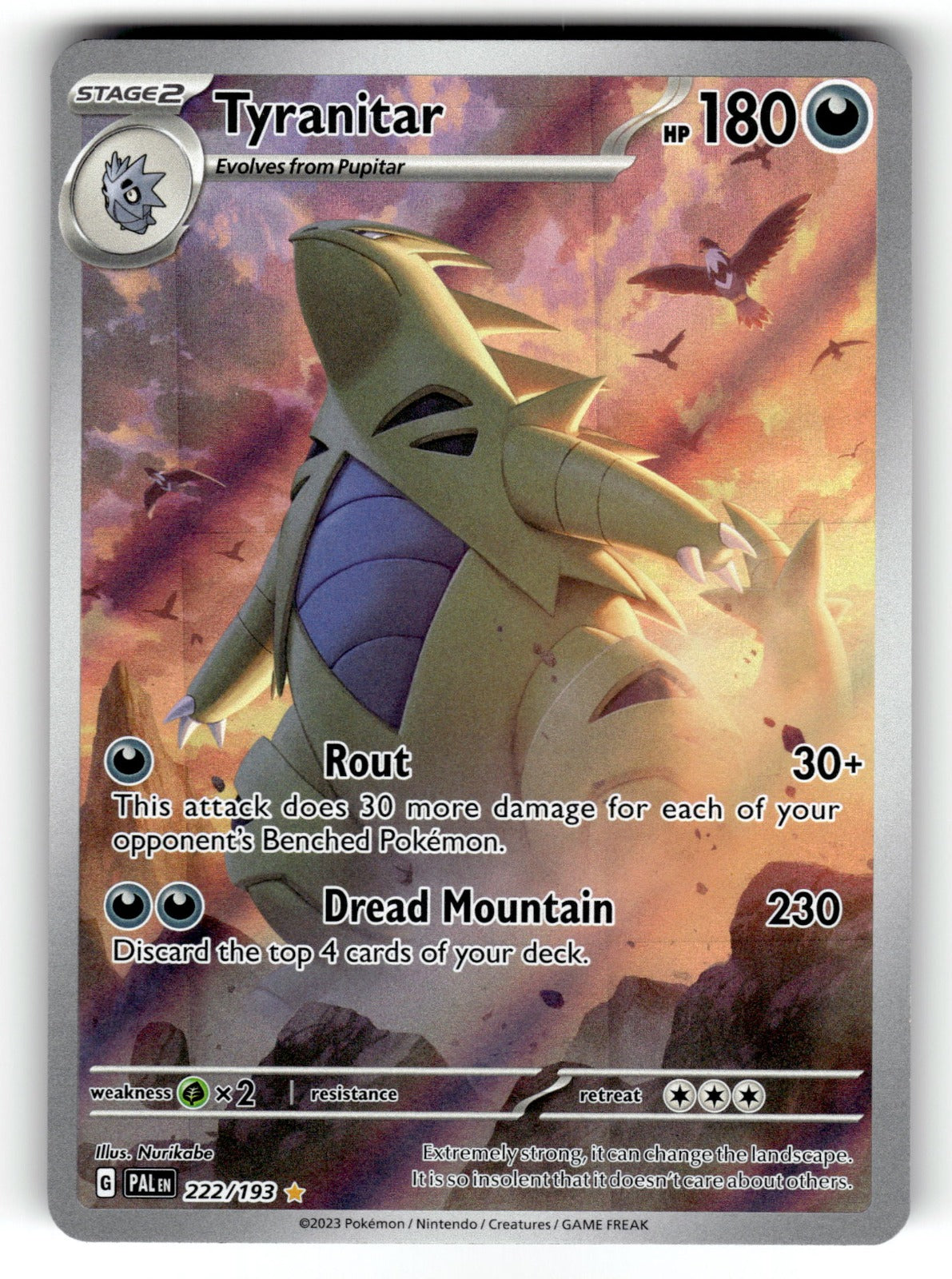 Tyranitar – 222/193 PAL: SV02: Paldea Evolved Illustration Rare Holo NM