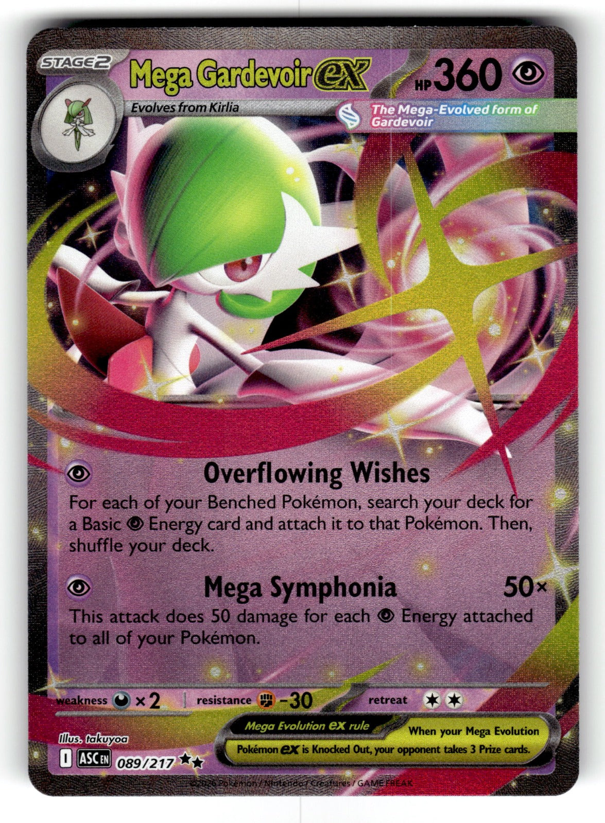 Mega Gardevoir ex – 089/217 ASC: ME: Ascended Heroes Double Rare Holo NM