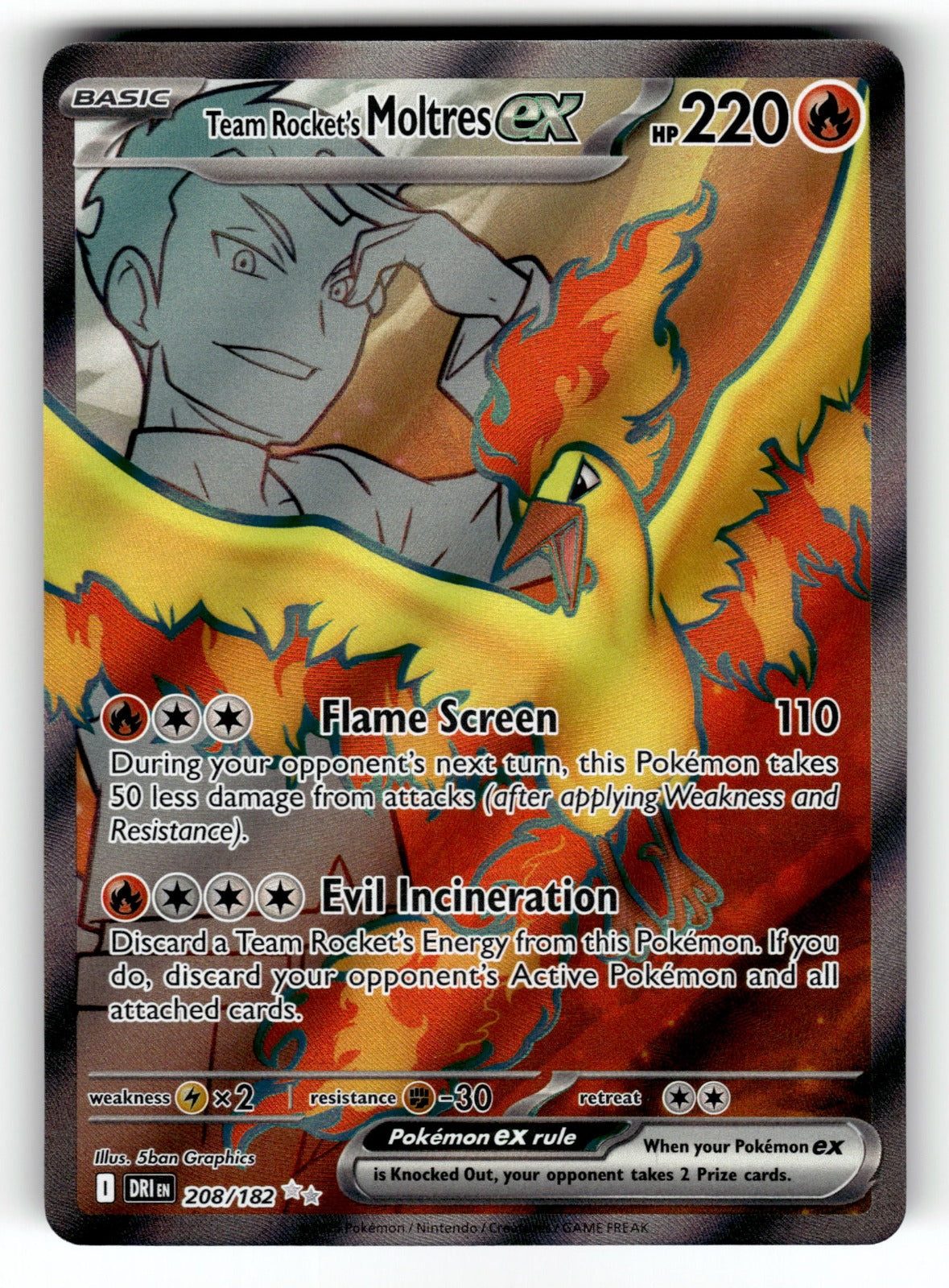Team Rocket's Moltres ex – 208/182 DRI: SV10: Destined Rivals Ultra Rare Holo NM