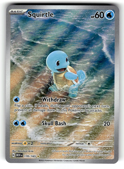 Squirtle – 170/165 MEW: SV: Scarlet & Violet 151 Illustration Rare HoloNM