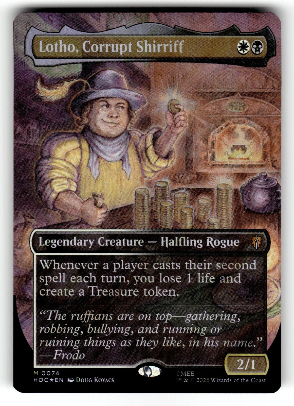 Lotho, Corrupt Shirriff (Borderless) (Surge Foil) – 74 HOC: The Hobbit: Eternal-Legal M Foil NM