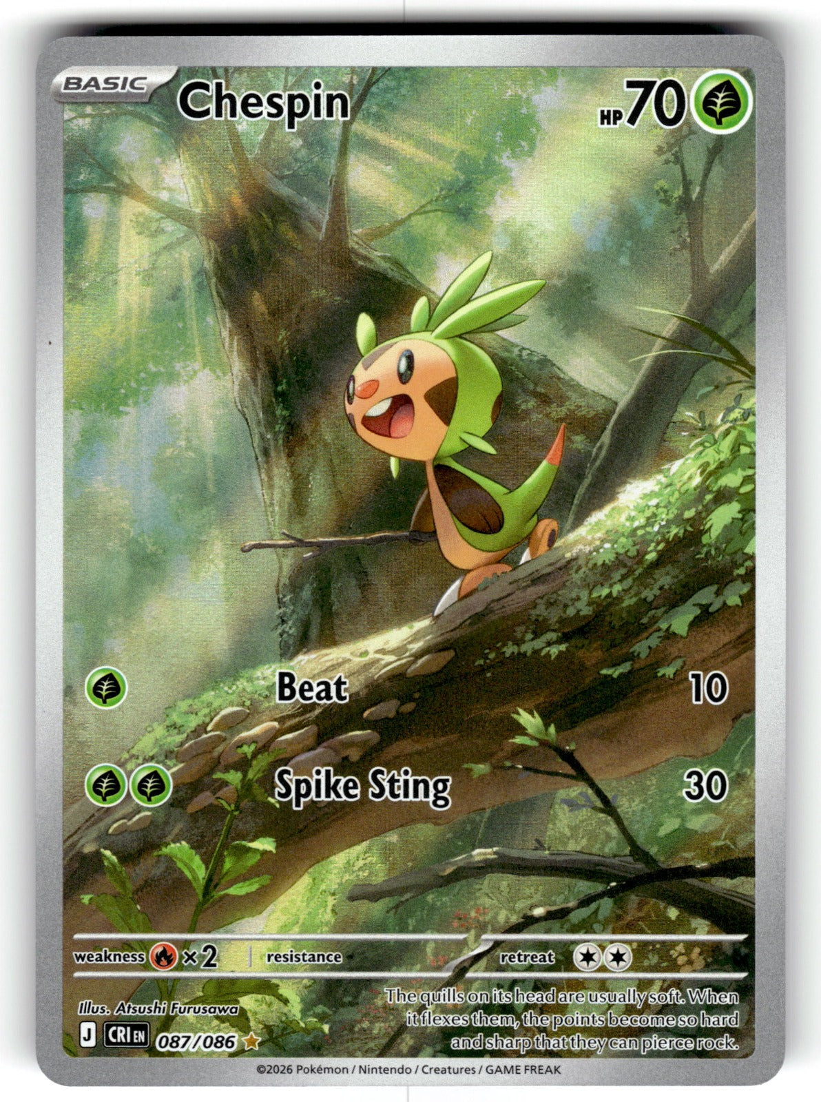 Chespin – 087/086 CRI: ME04: Chaos Rising Illustration Rare Holo NM