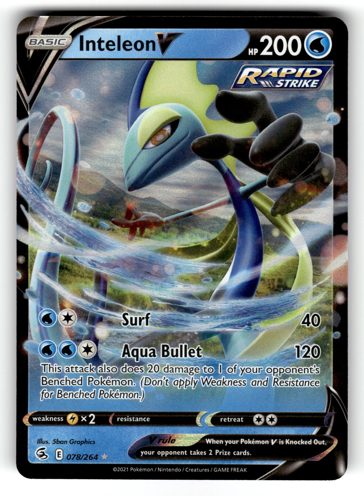 Inteleon V – 078/264 SWSH08: SWSH08: Fusion Strike Ultra Rare Holo NM