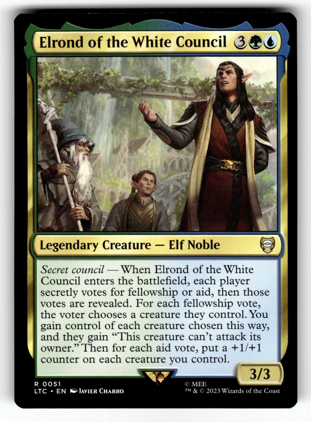 Elrond of the White Council – 51 LTC: Commander: The Lord of the Rings: Tales of Middle-earth R NM