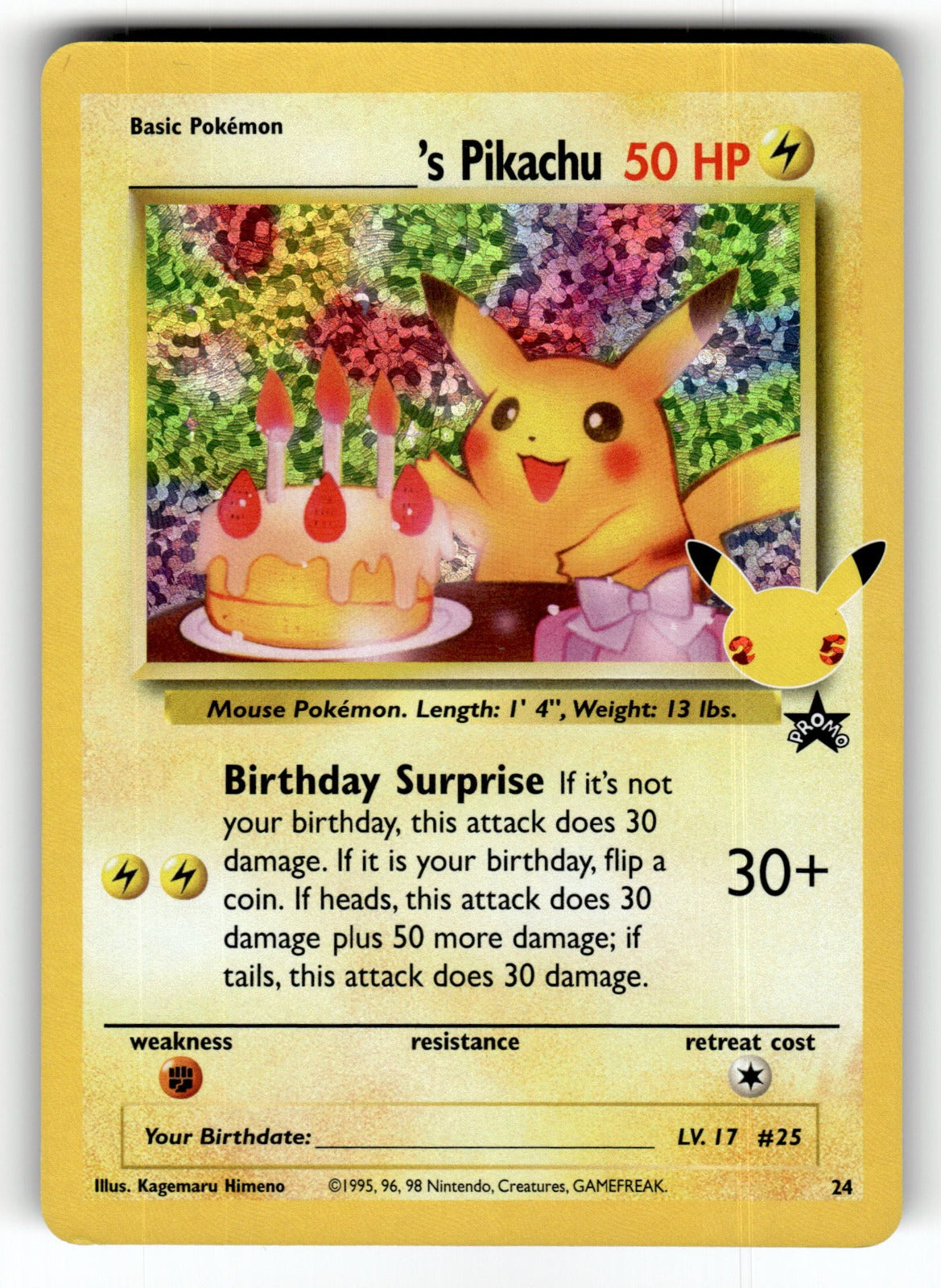 ______'s Pikachu – 24/53 CCC: Celebrations: Classic Collection Classic Collection Holo NM