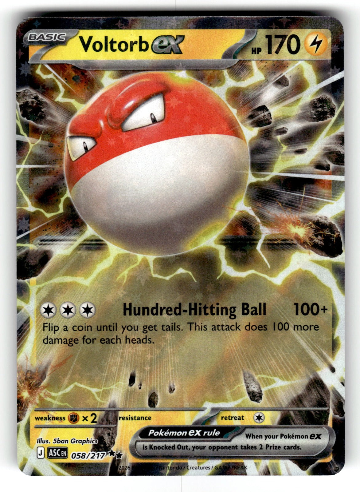 Voltorb ex – 058/217 ASC: ME: Ascended Heroes Double Rare Holo NM