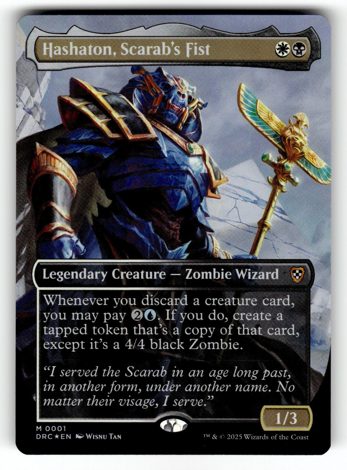 Hashaton, Scarab's Fist (Borderless) – 1 DRC: Commander: Aetherdrift M Foil NM