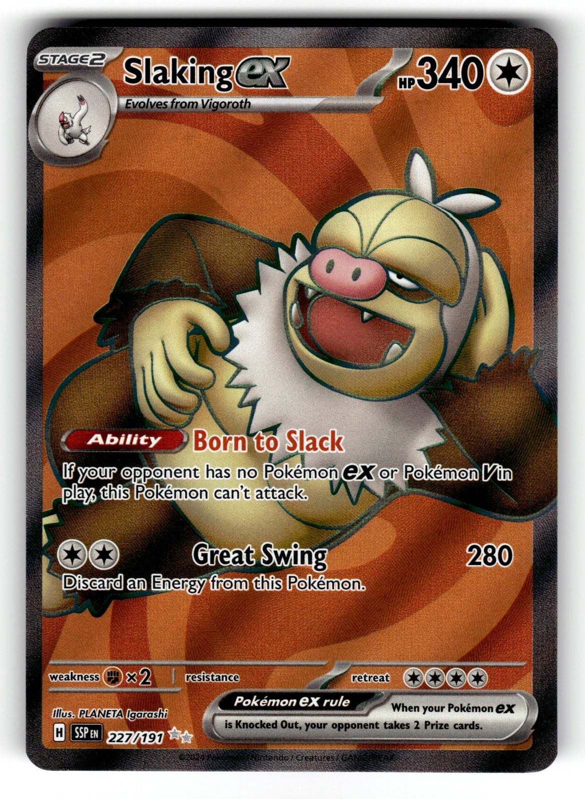 Slaking ex – 227/191 SSP: SV08: Surging Sparks Ultra Rare HoloNM