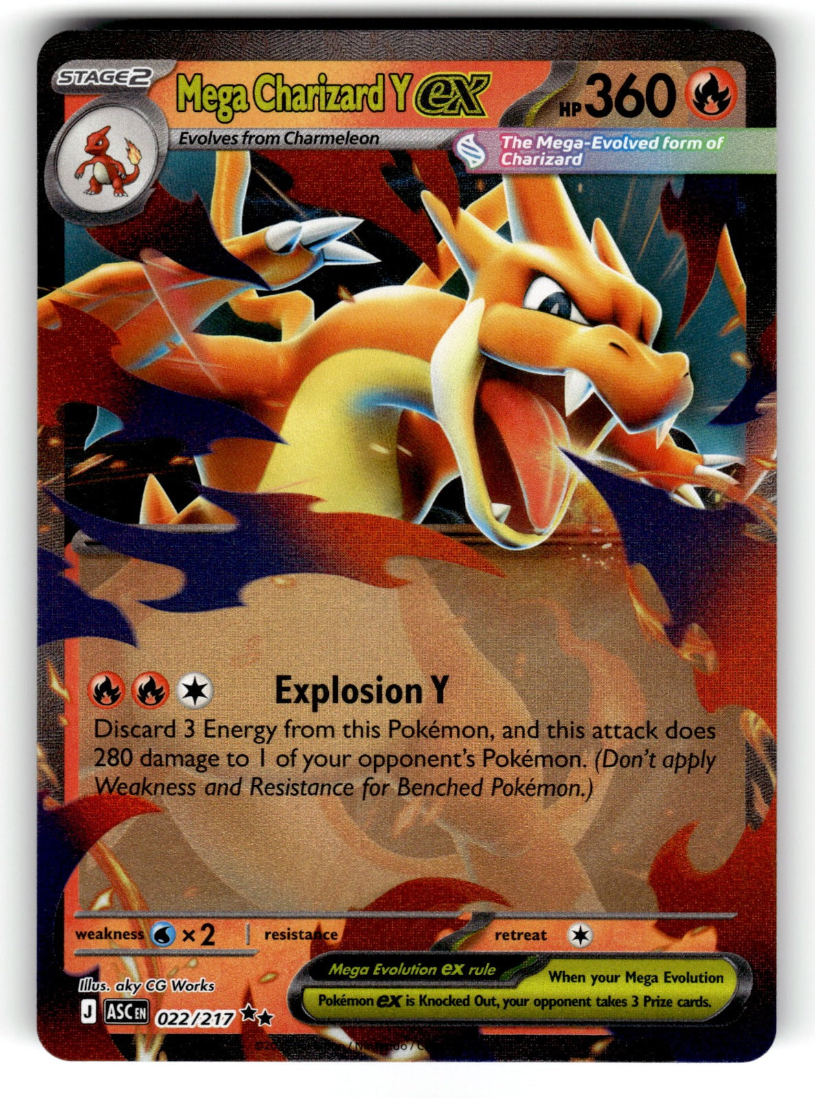 Mega Charizard Y ex – 022/217 ASC: ME: Ascended Heroes Double Rare HoloNM