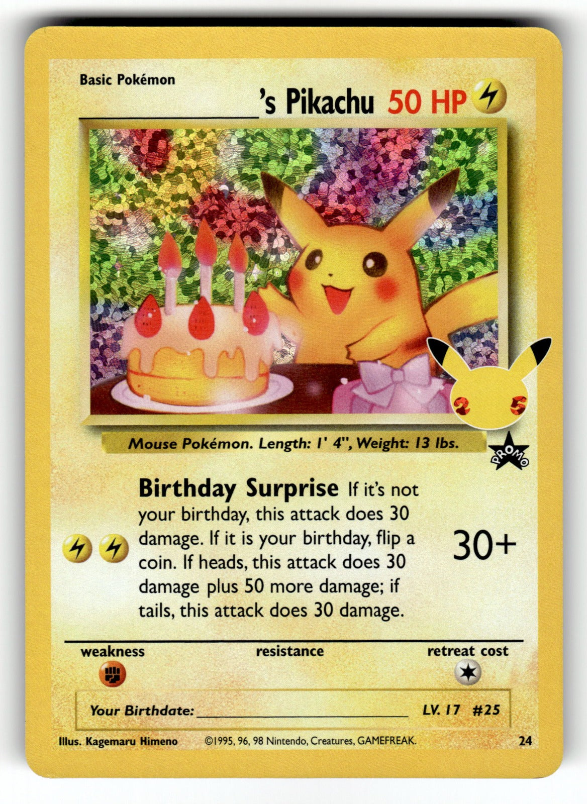______'s Pikachu – 24/53 CCC: Celebrations: Classic Collection Classic Collection Holo NM