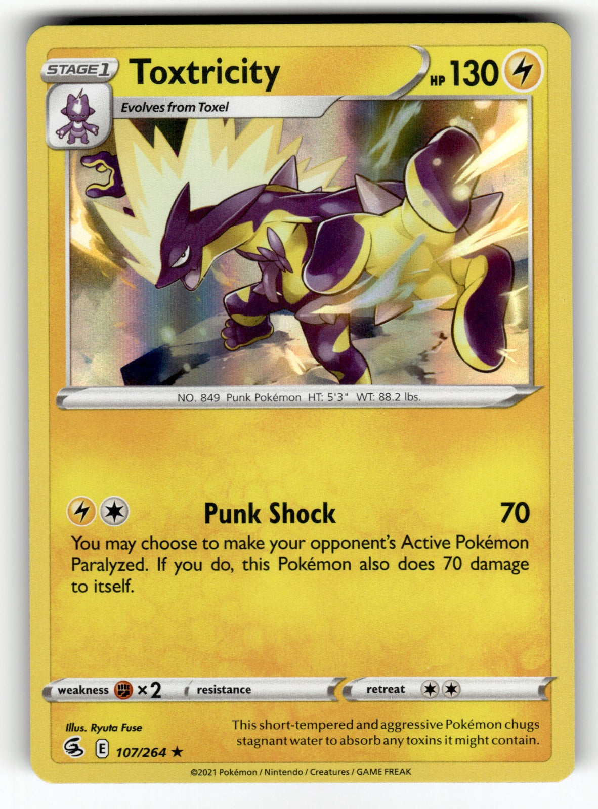 Toxtricity (107) – 107/264 SWSH08: SWSH08: Fusion Strike Holo Rare NM