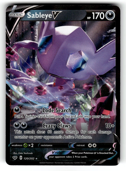 Sableye V – 120/202 SWSH01: SWSH01: Sword & Shield Base Set Ultra Rare HoloNM
