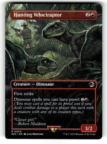 Hunting Velociraptor (Borderless) – 4 REX: Universes Beyond: Jurassic World Collection R NM