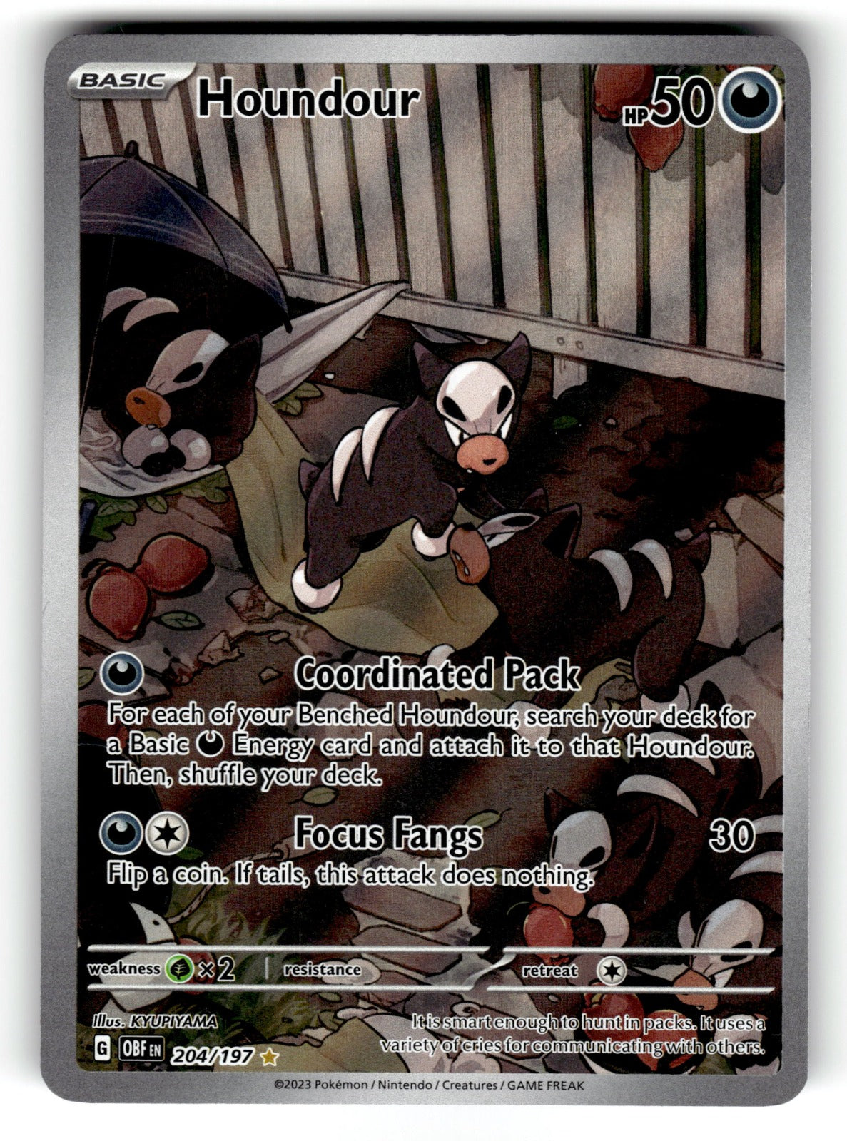 Houndour - 204/197 OBF: SV03: Obsidian Flames Illustration Rare Holo NM