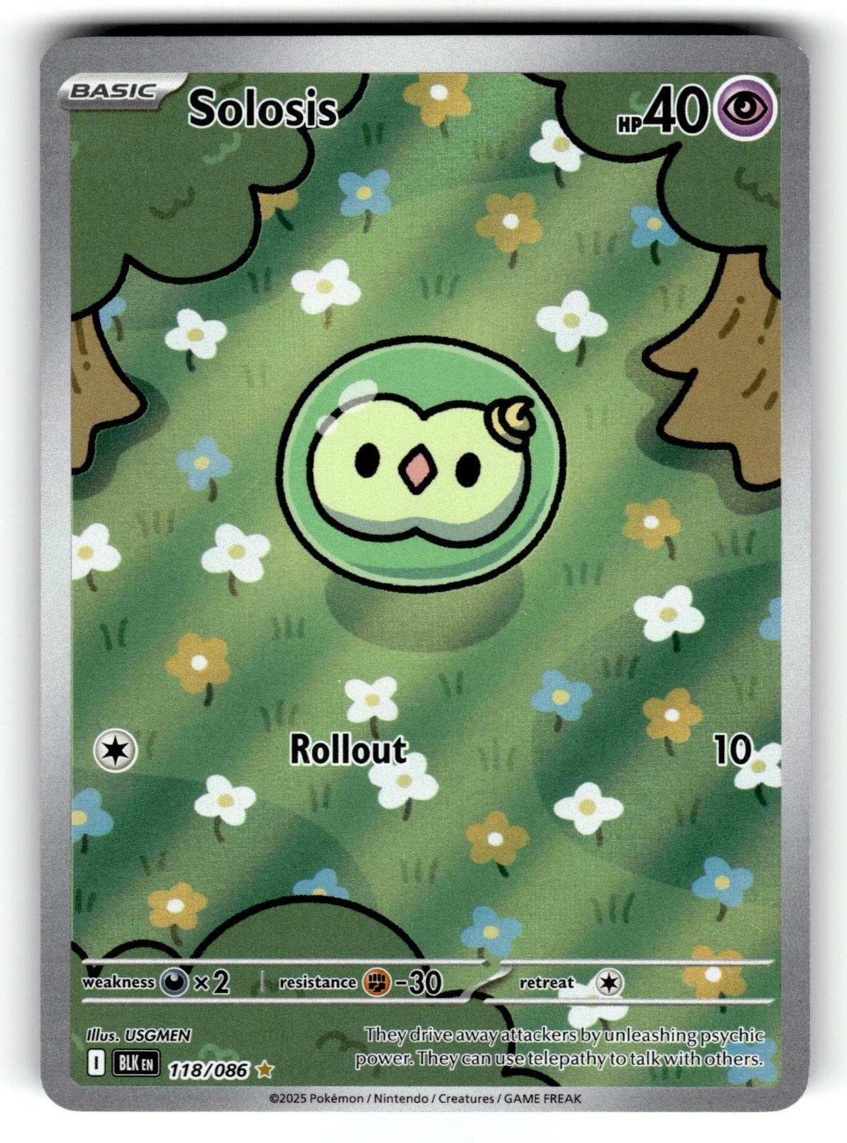 Solosis – 118/086 BLK: SV: Black Bolt Illustration Rare Holo NM