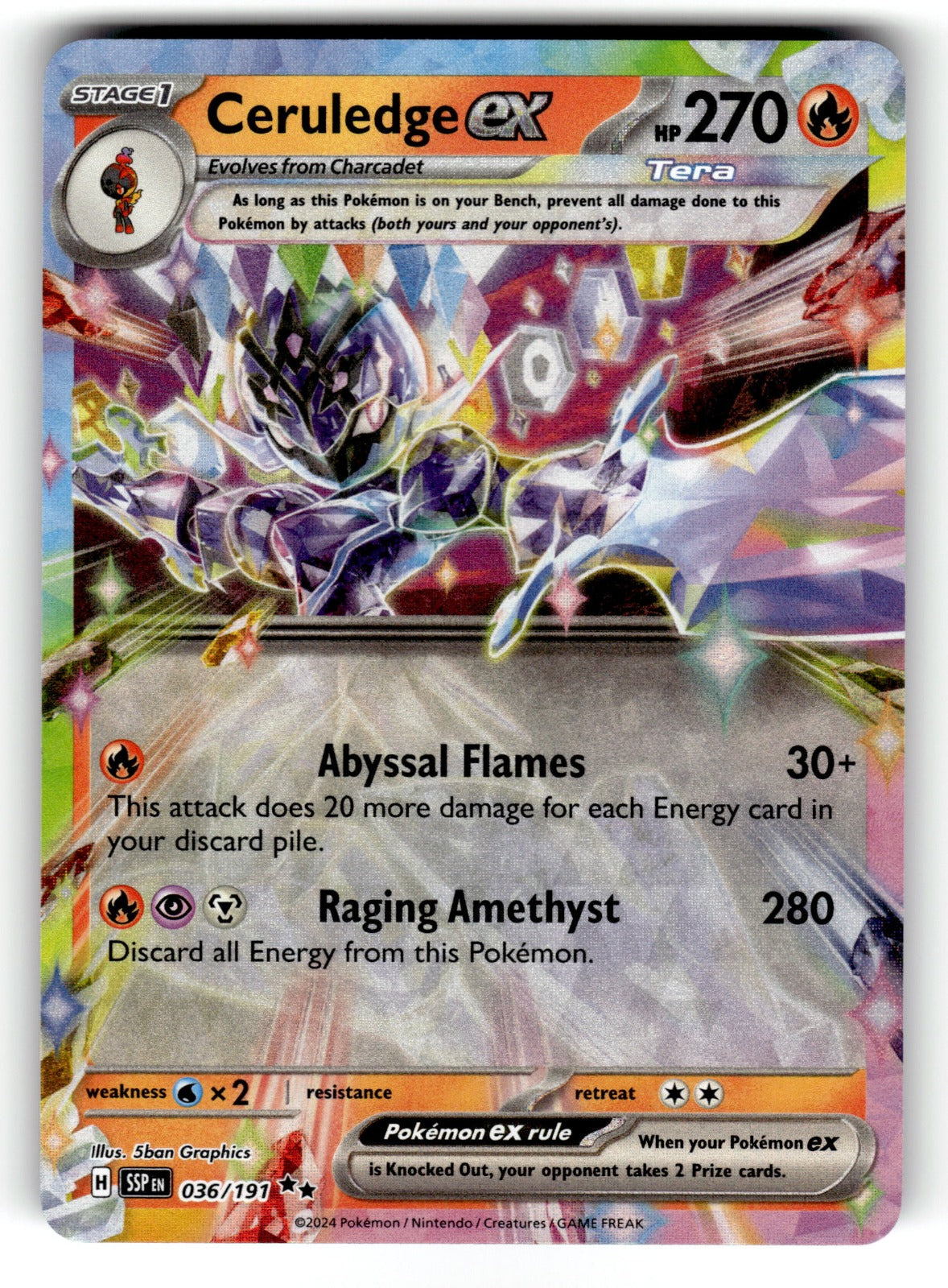 Ceruledge ex – 036/191 SSP: SV08: Surging Sparks Double Rare HoloNM