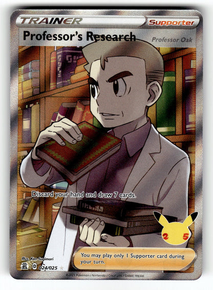 Professor's Research [Professor Oak] (Full Art) – 024/025 CLB: Celebrations Ultra Rare Holo NM