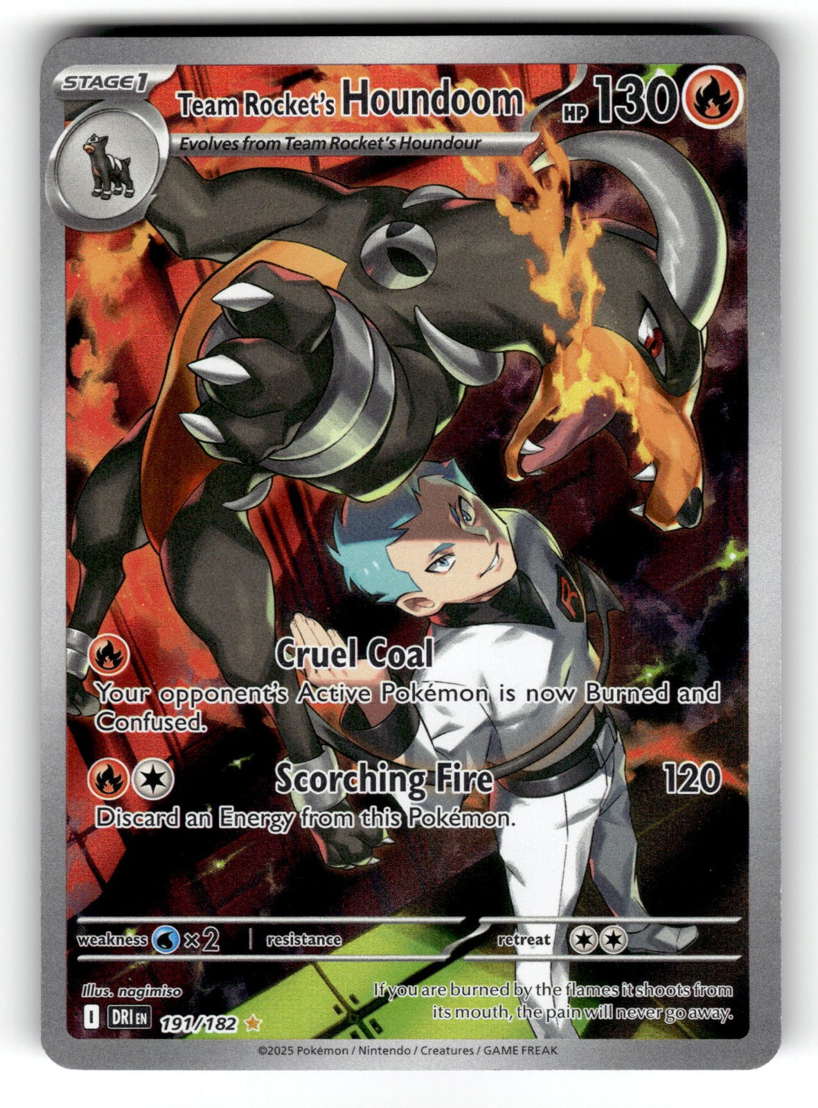 Team Rocket's Houndoom – 191/182 DRI: SV10: Destined Rivals Illustration Rare HoloNM