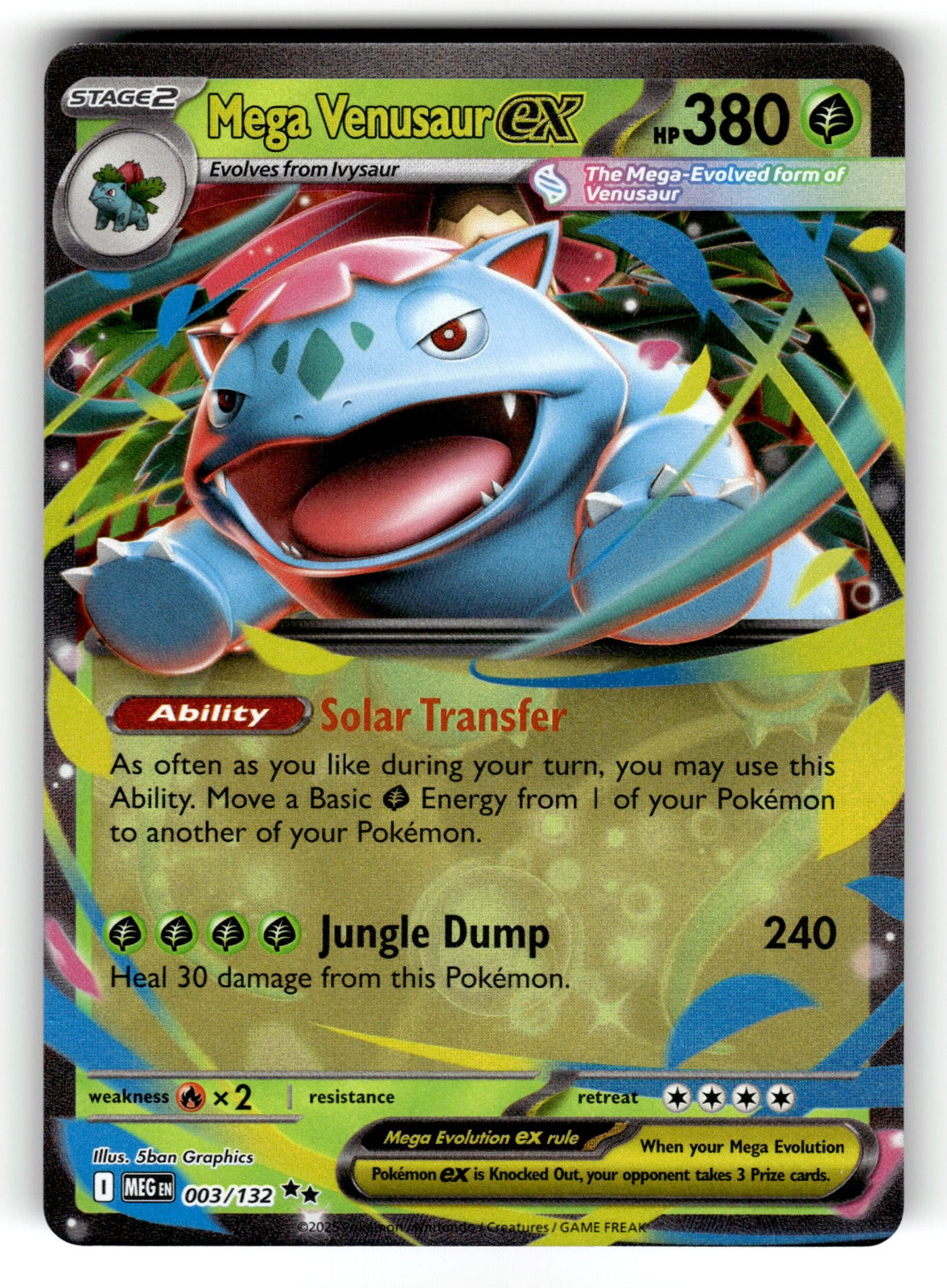 Mega Venusaur ex – 003/132 MEG: ME01: Mega Evolution Double Rare Holo NM