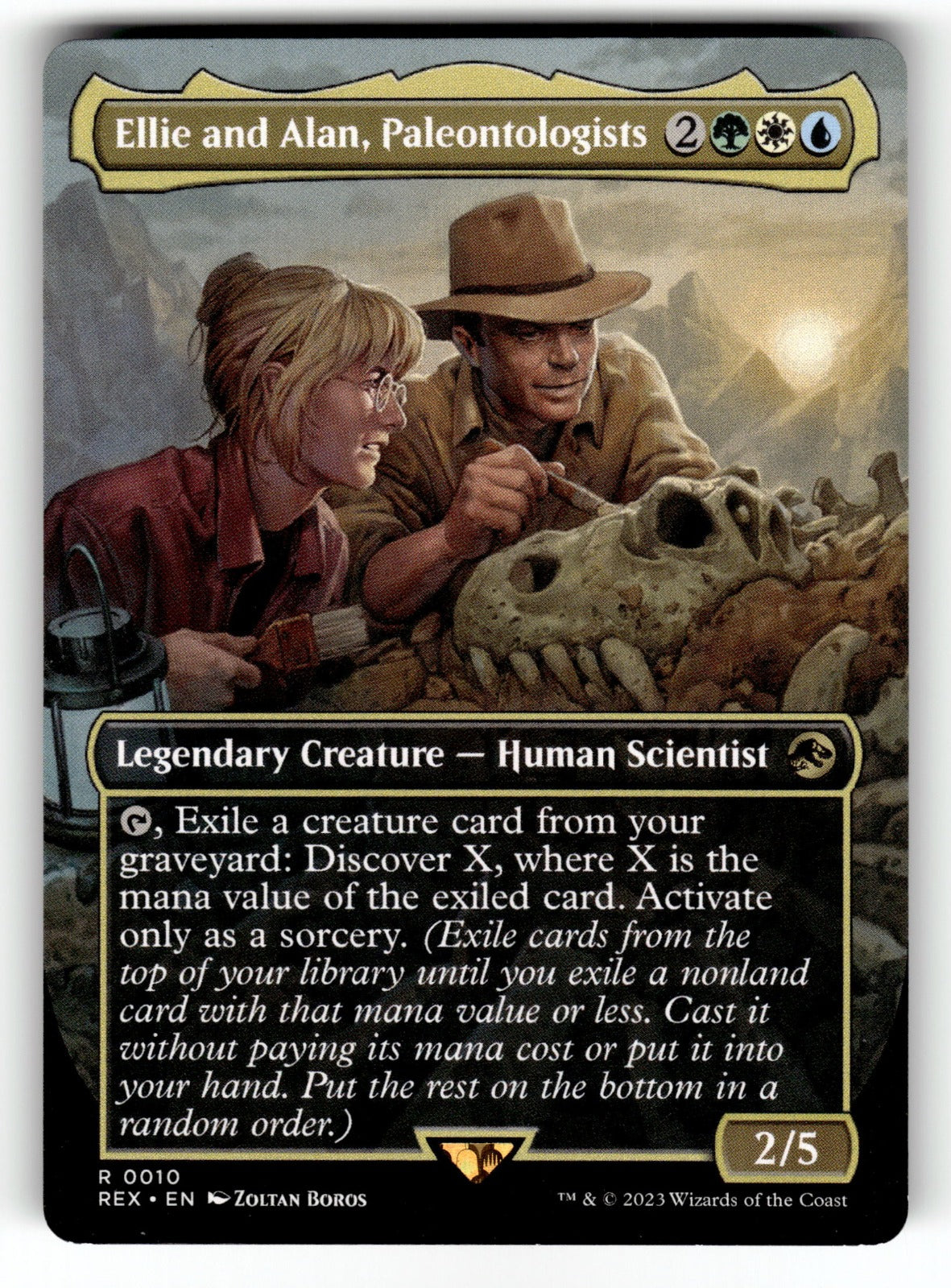 Ellie and Alan, Paleontologists (Borderless) – 10 REX: Universes Beyond: Jurassic World Collection R NM