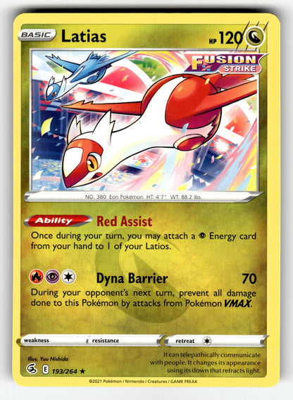 Latias – 193/264 SWSH08: SWSH08: Fusion Strike Rare NM
