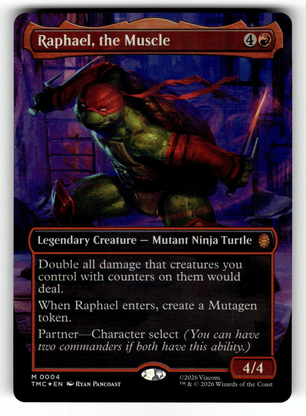 Raphael, the Muscle (0004) (Borderless) – 4 TMC: Commander: Teenage Mutant Ninja Turtles M Foil NM