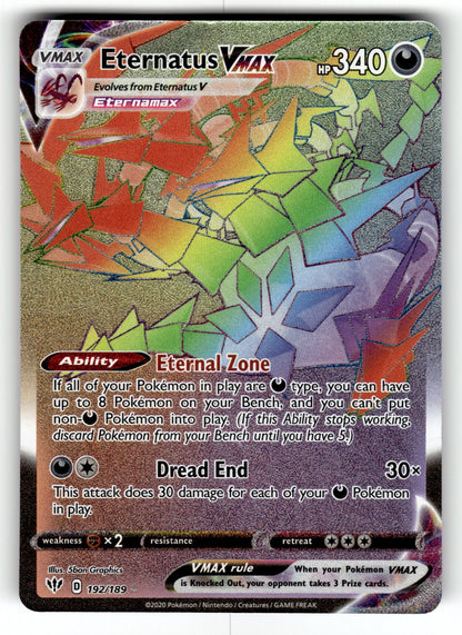 Eternatus VMAX (Secret) – 192/189 SWSH03: SWSH03: Darkness Ablaze Secret Rare Holo NM