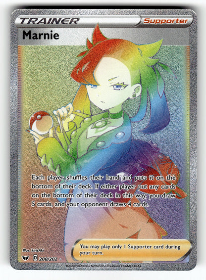 Marnie (Secret) – 208/202 SWSH01: Sword & Shield Base Set Secret Rare Holo NM