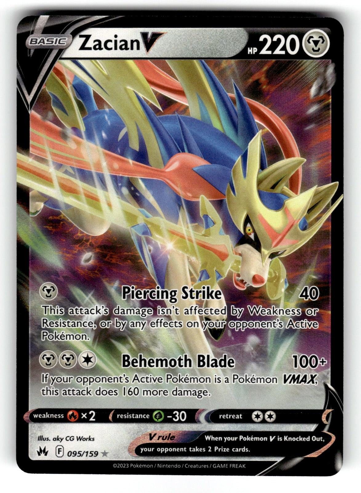Zacian V – 095/159 CRZ: SWSH: Crown Zenith Ultra Rare Holo NM