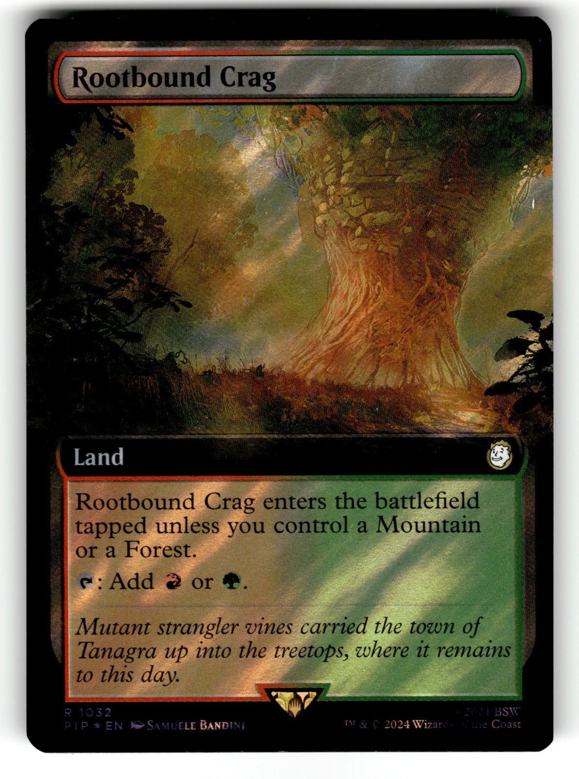 Rootbound Crag (Extended Art) (Surge Foil) – 1032 PIP: Universes Beyond: Fallout R Foil LP