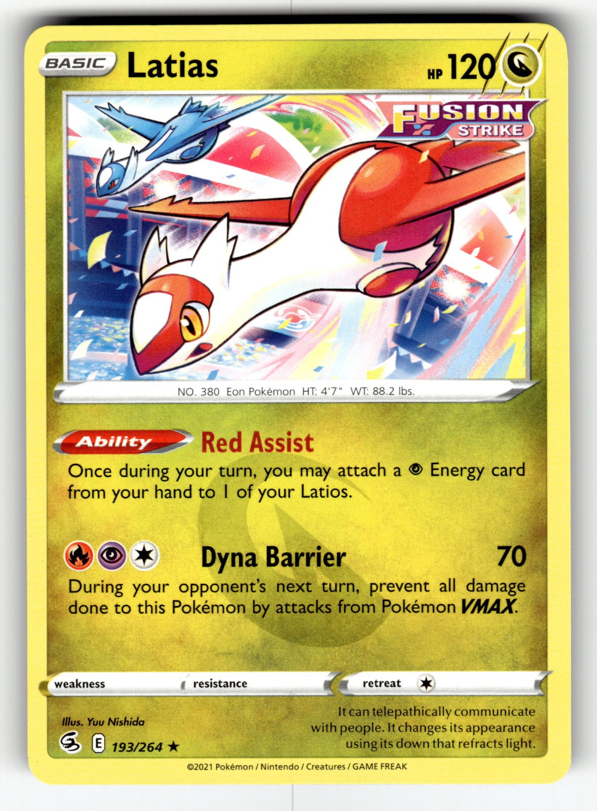 Latias – 193/264 SWSH08: SWSH08: Fusion Strike Rare NM