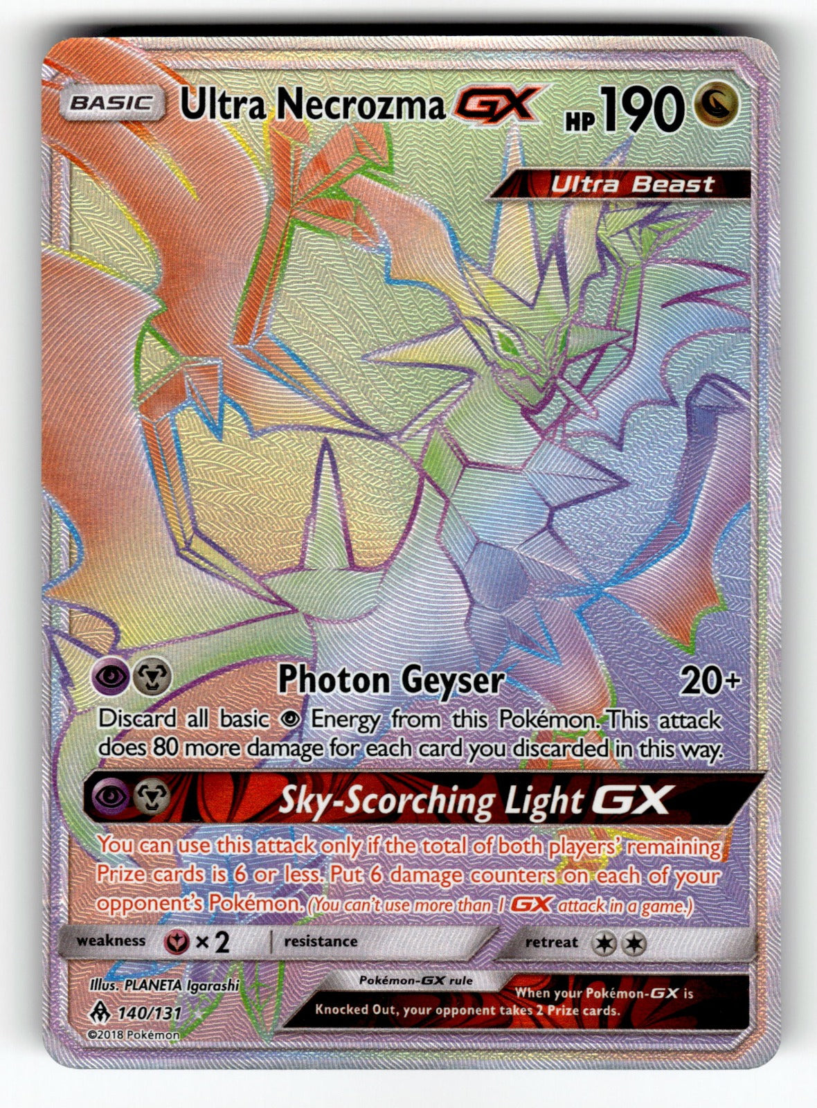 Ultra Necrozma GX (Secret) – 140/131 SM06: SM - Forbidden Light Secret Rare HoloNM