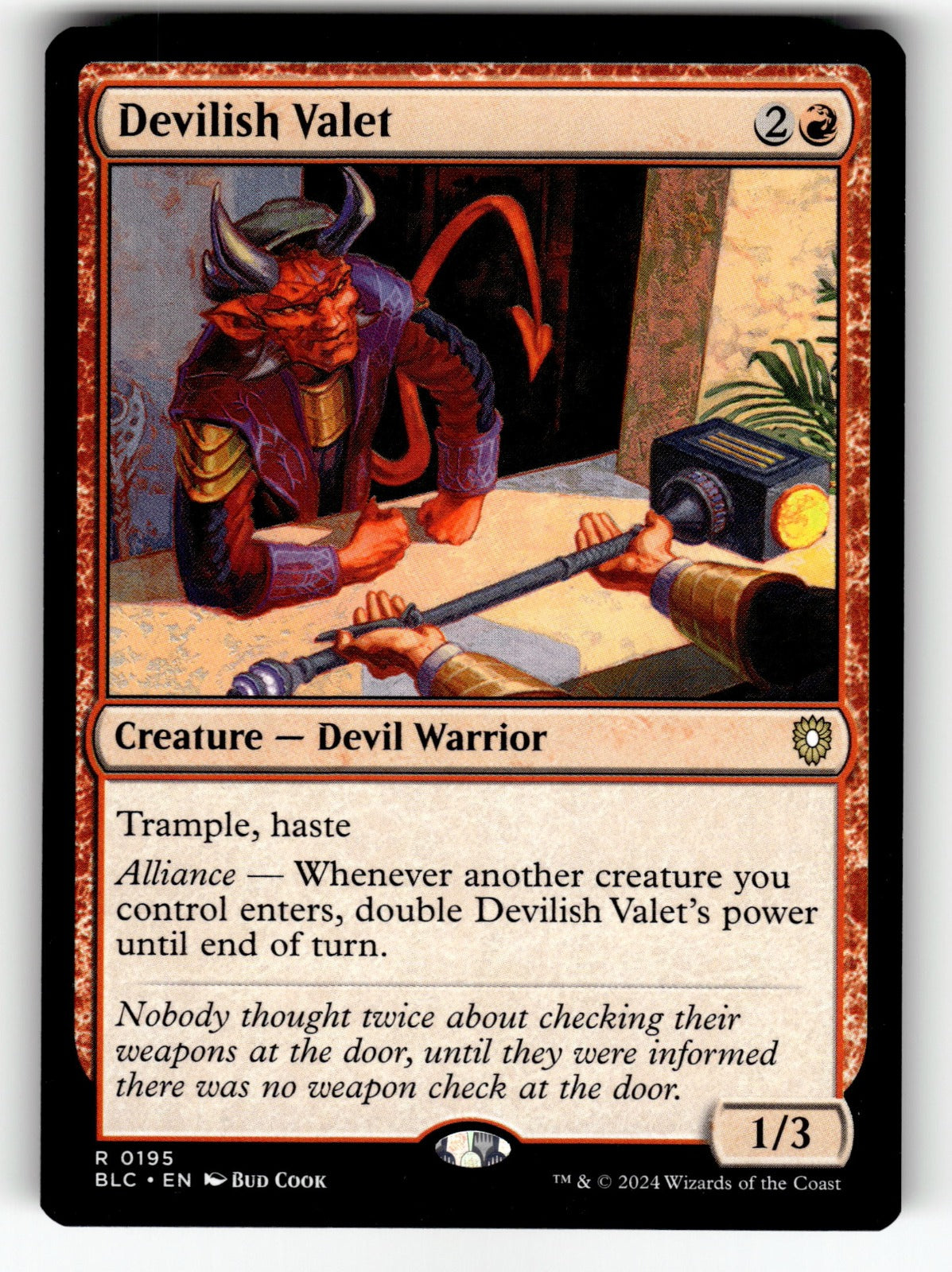 Devilish Valet – 195 BLC: Commander: Bloomburrow R NM