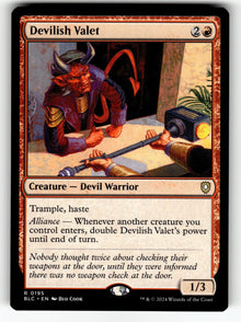 Devilish Valet – 195 BLC: Commander: Bloomburrow R NM